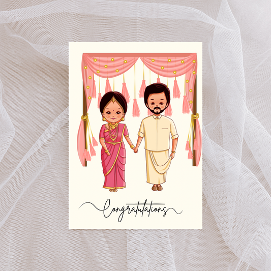 Tamil Wedding Congratulations | Saree | wedding | Congratulations| A6 card | Asian Weddings | Tamil Greeting Cards | Saree Vesti Couples