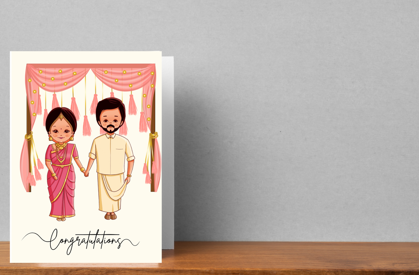 Tamil Wedding Congratulations | Saree | wedding | Congratulations| A6 card | Asian Weddings | Tamil Greeting Cards | Saree Vesti Couples