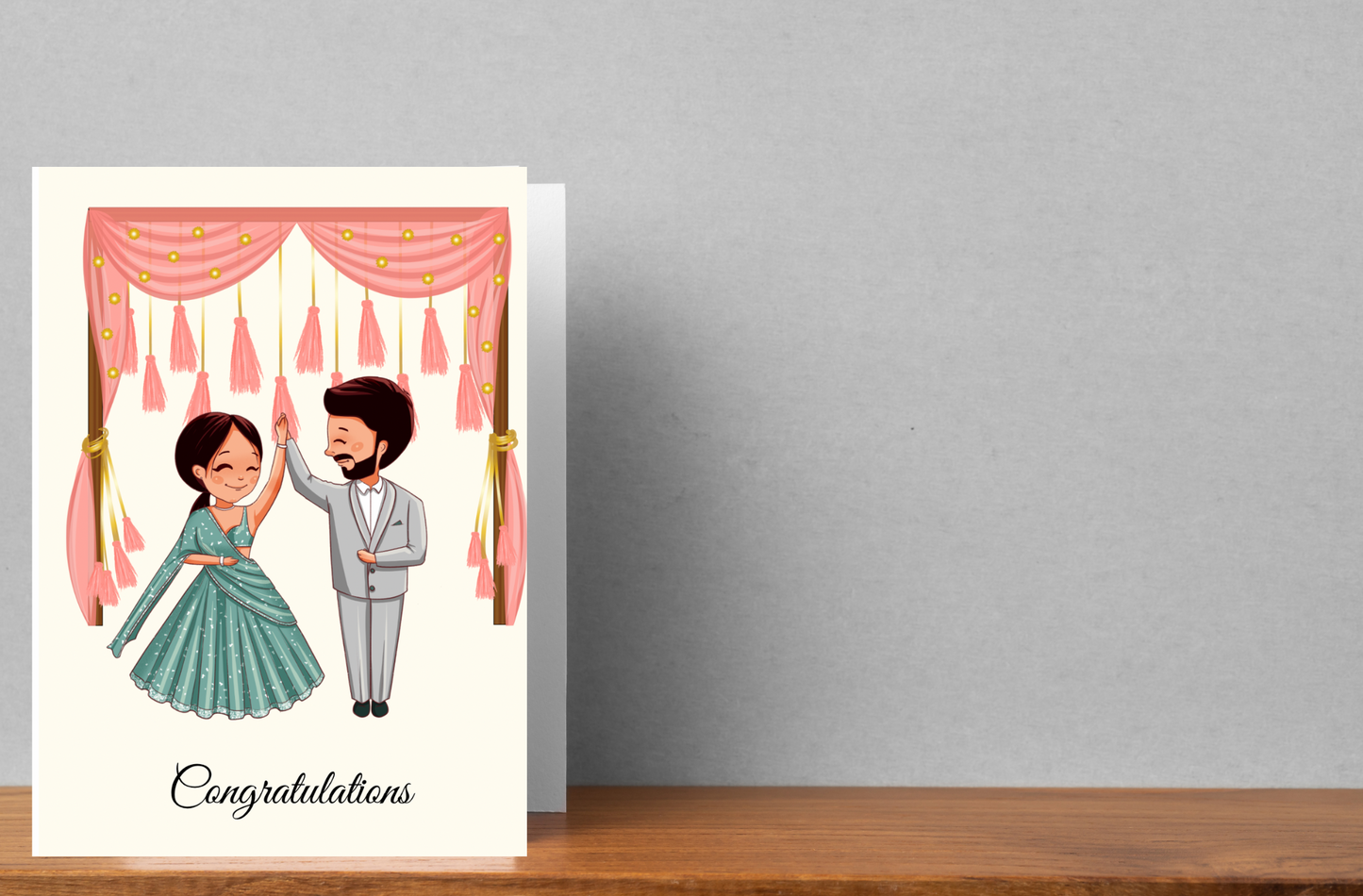 Asian Wedding Congratulations | Lehenga | Kurtha | Congratulations| A6 card | Weddings | Tamil Greeting Cards | Reception Couples