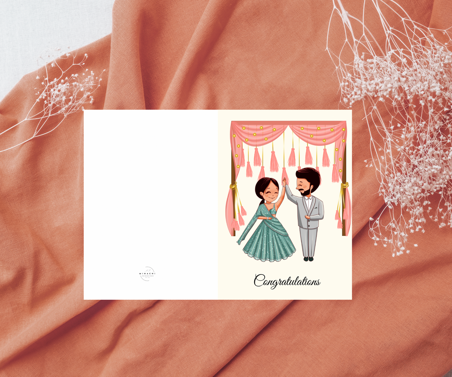 Asian Wedding Congratulations | Lehenga | Kurtha | Congratulations| A6 card | Weddings | Tamil Greeting Cards | Reception Couples