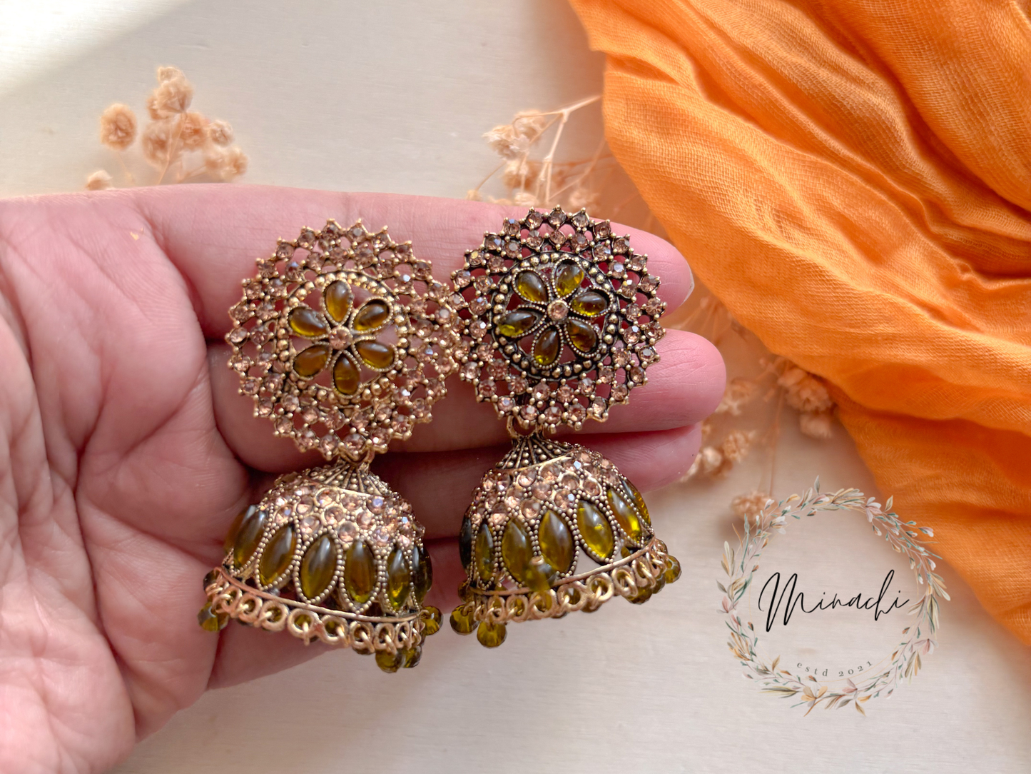 OLIVE GREEN JHUMKA
