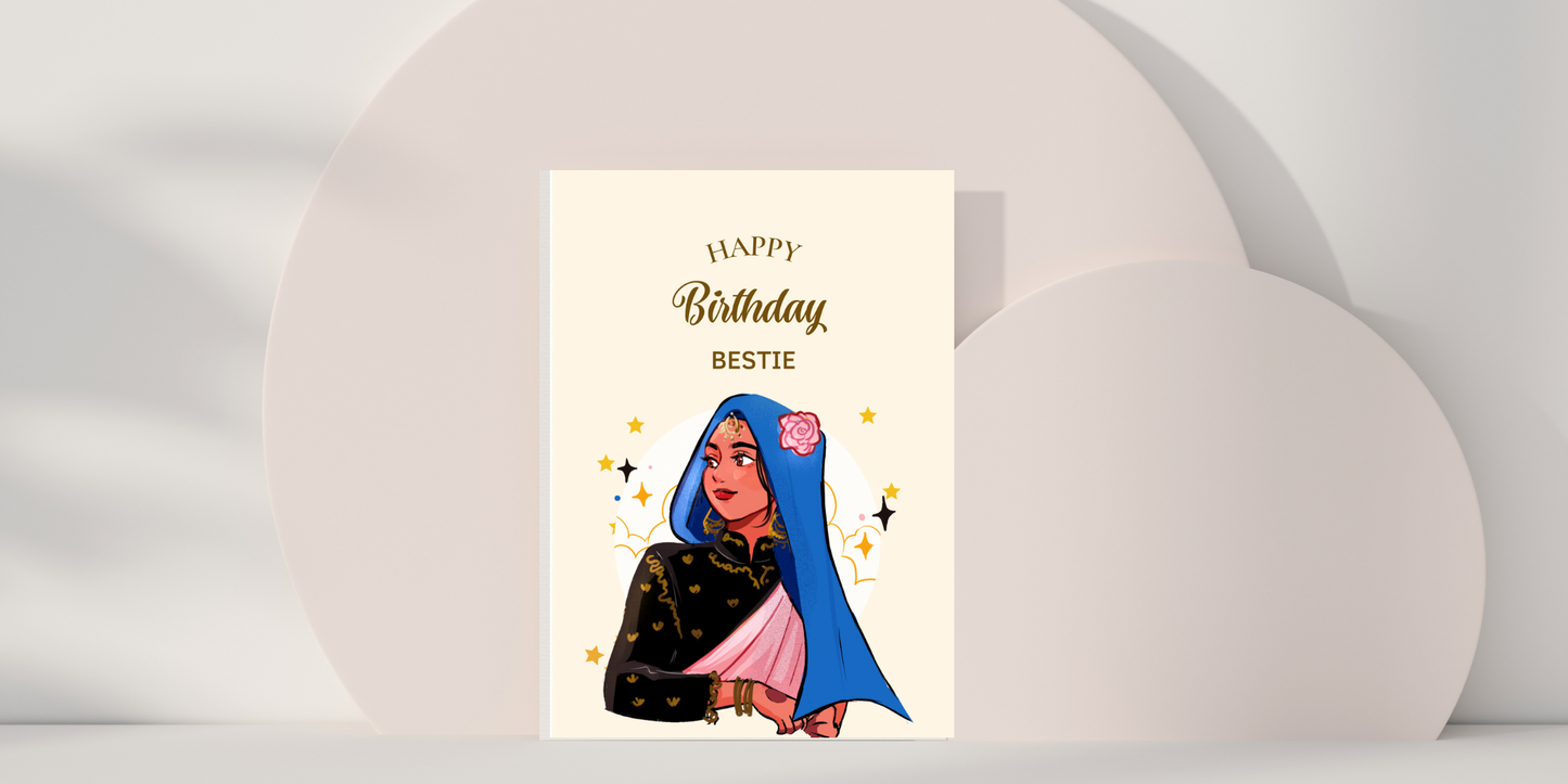 Happy Birthday Bestie | Friends | Best Friends | Saree Girl | Greeting Cards | Asian