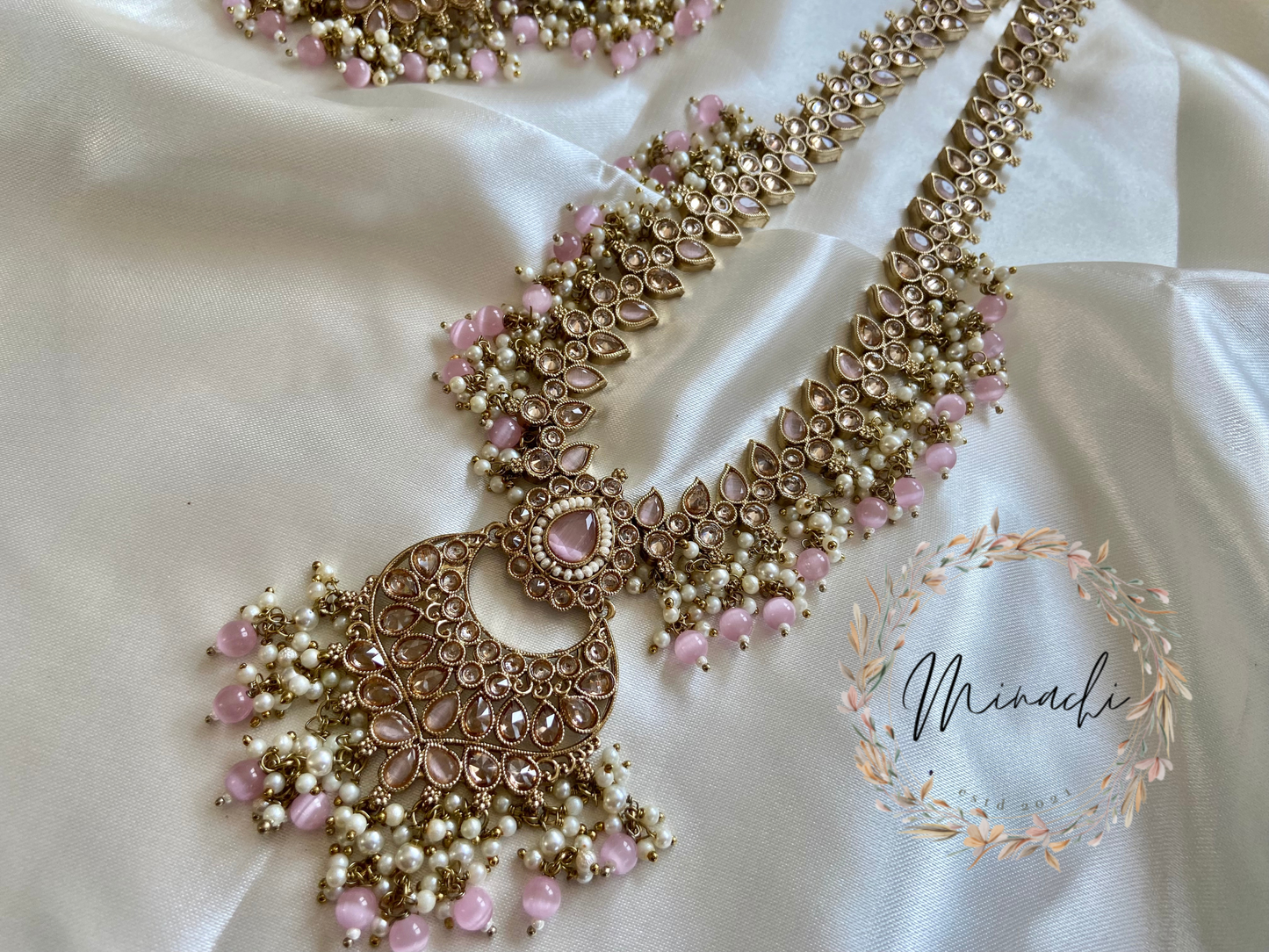 PINK LONG NECKLACE SET