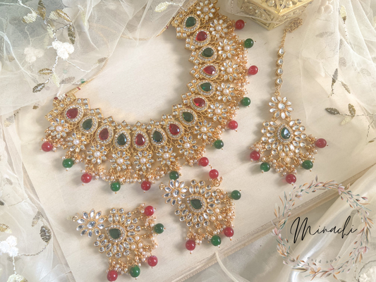 Poukal: Green and Maroon Necklace set MG-1