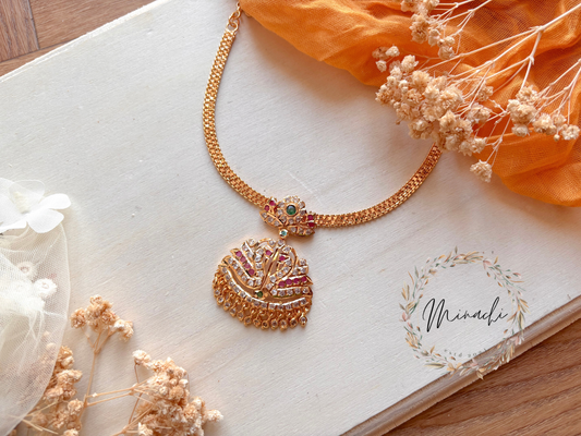 RUBY GREEN SWAN GOLD PLATED ATIYAL