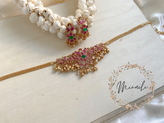 RUBY GREEN PEARL CHOKER SET