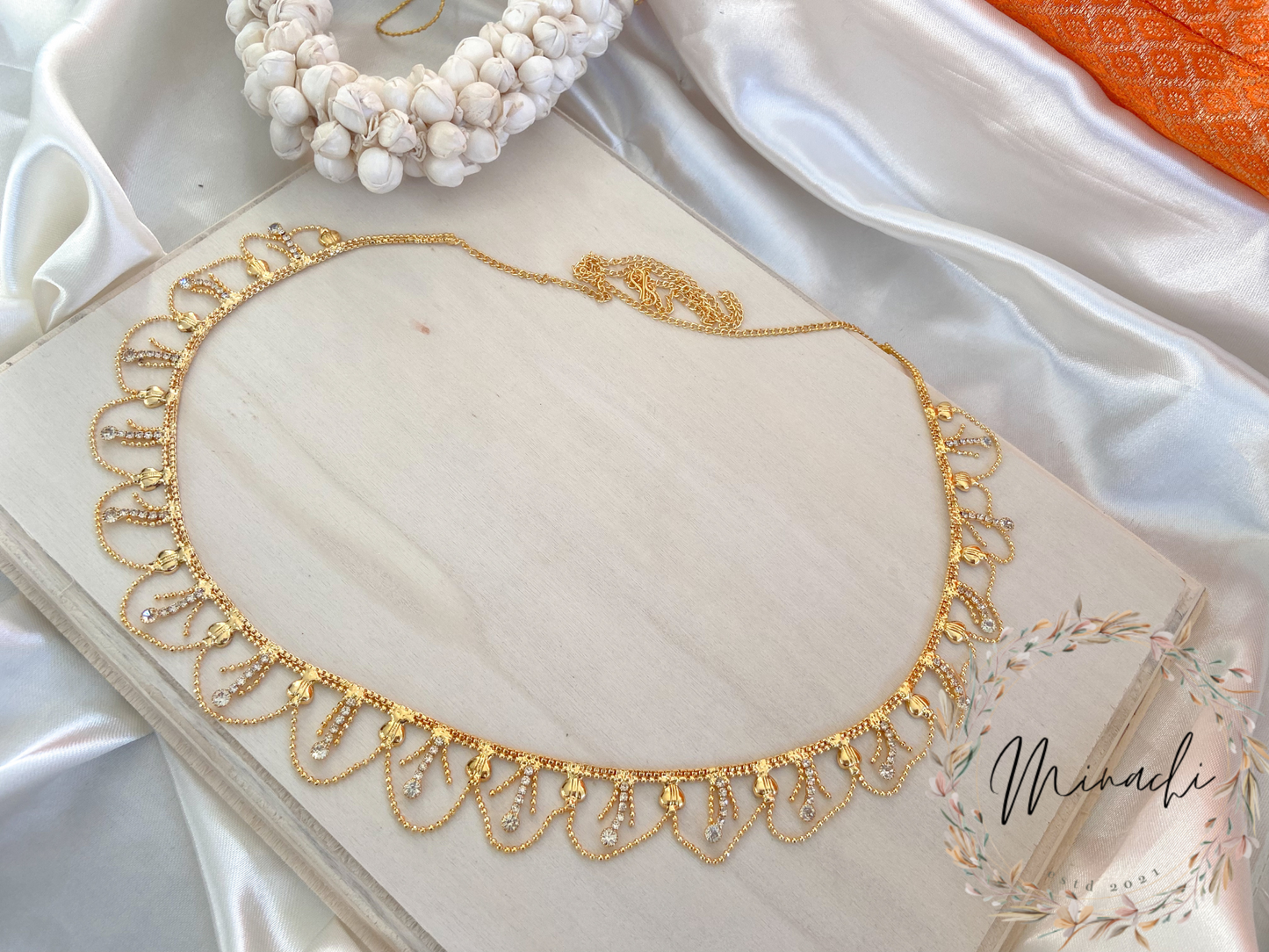 ANJALI: WHITE STONE WAIST CHAIN