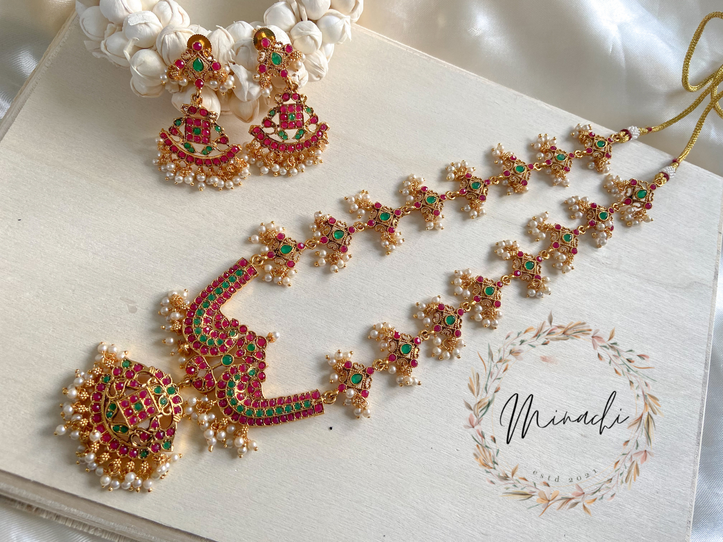 RUBY GREEN LONG NECKLACE SET