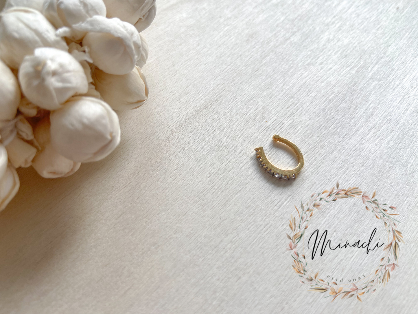 WHITE STONE NOSE RING