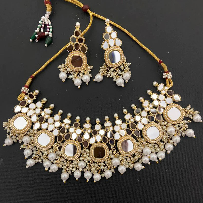 WHITE MIRROR NECKLACE SET