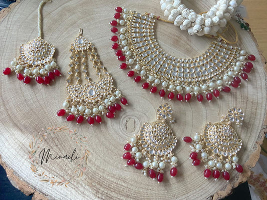 MAROON PEARL NECKLACE SET