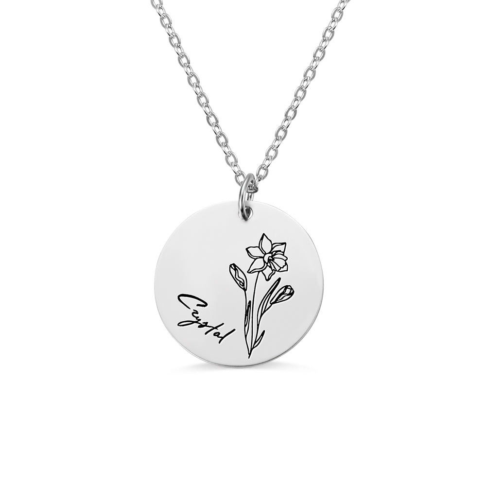 ENGRAVED BIRTH MONTH STERLING SILVER NECKLACE