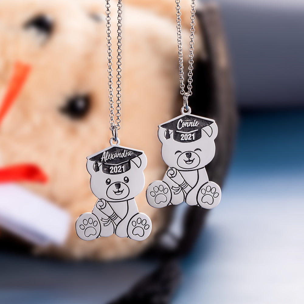 CUSTOM BEAR NECKLACE FOR GRADUATION GIFT