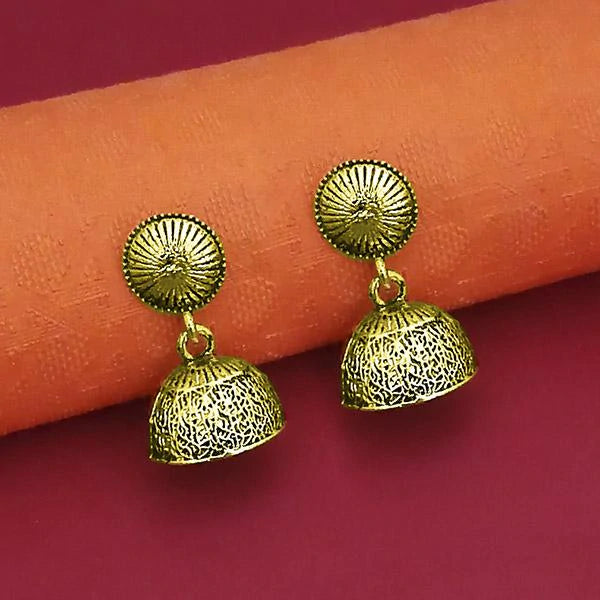 Golden deals oxidised jhumka