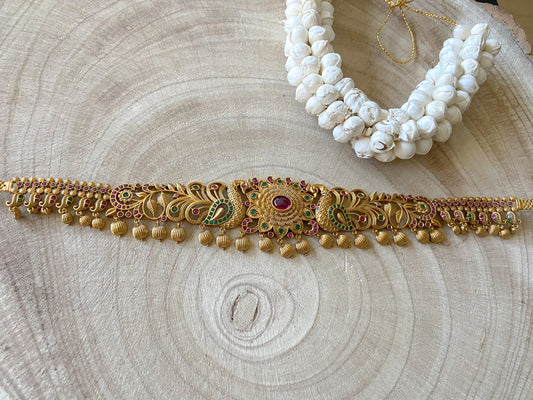 RUBY GREEN PEACOCK WAIST CHAIN