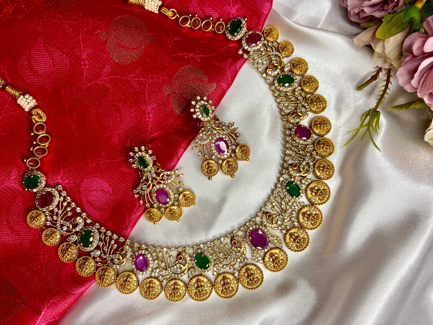 LAKSHMI DESIGNER RUBY GREEN TEMPLE JEWELLERY