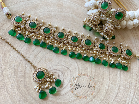 GREEN CHOKER NECKLACE SET