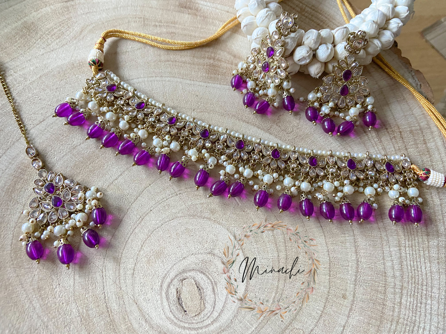 PURPLE KUNDAN CHOKER SET