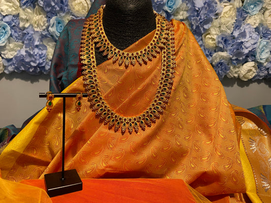 RUBY GREEN DROP LONG AND SHORT NECKLACE