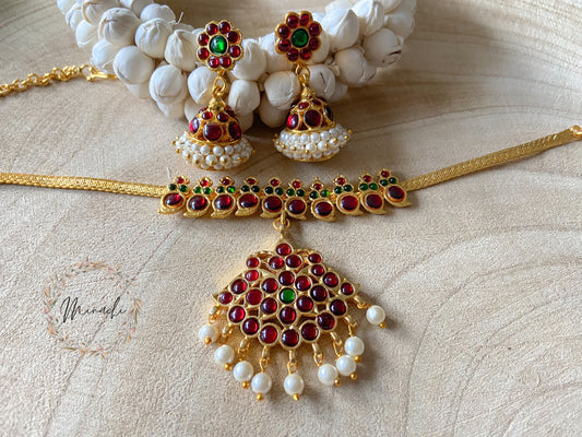 OLG-RUBY GREEN KEMP CHOKER SET