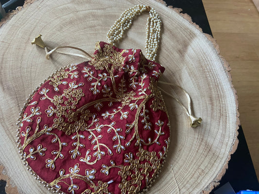 MAROON POTLI BAG