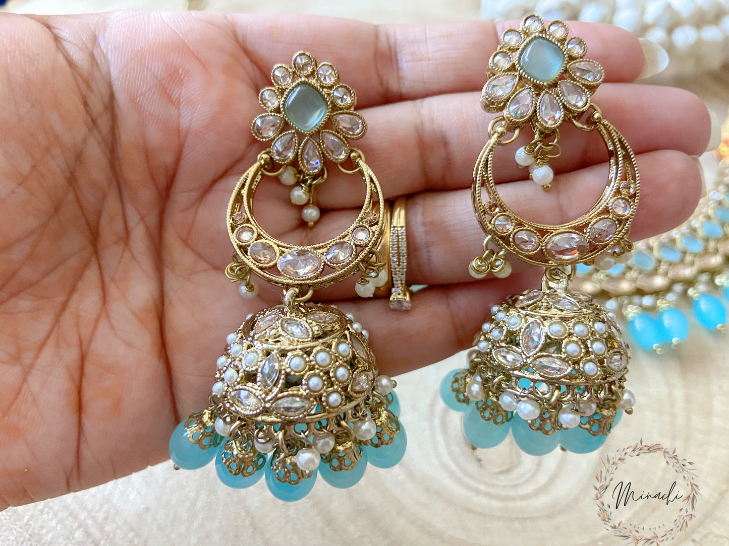 SKY BLUE KUNDAN SET
