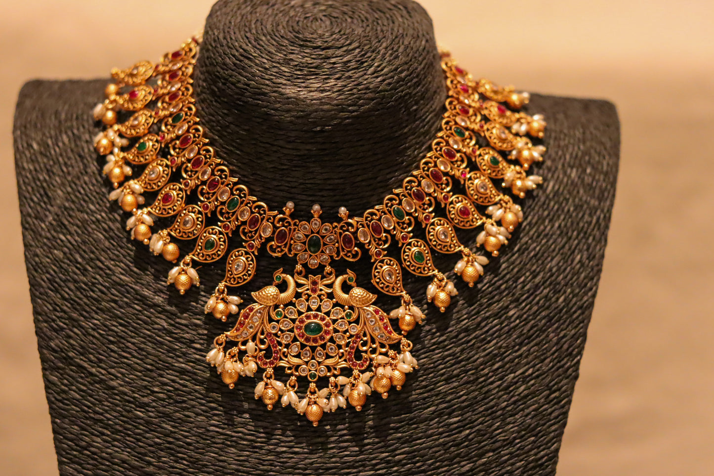 RUBY GREEN PEACOCK NECKLACE