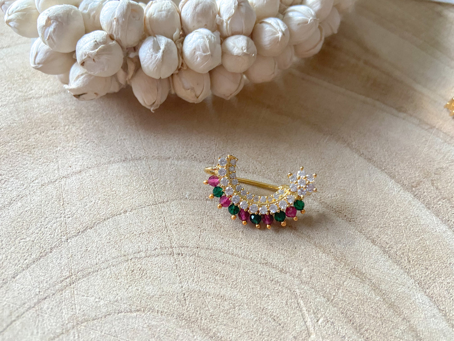 RUBY GREEN NOSE RING