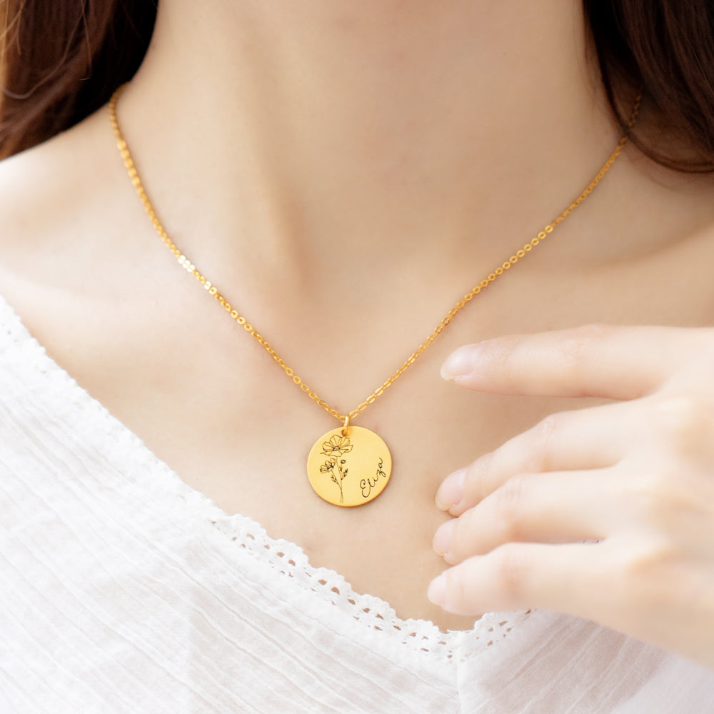 ENGRAVED BIRTH MONTH STERLING SILVER NECKLACE