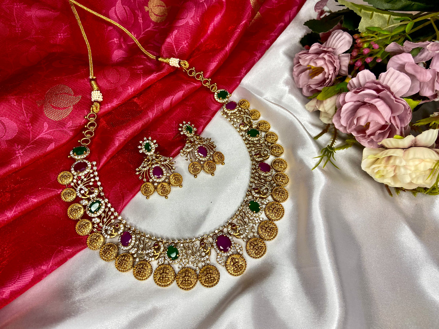 LAKSHMI DESIGNER RUBY GREEN TEMPLE JEWELLERY