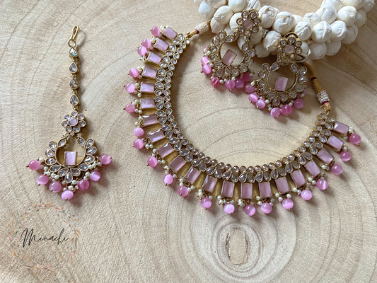 PINK KUNDAN NECKLACE