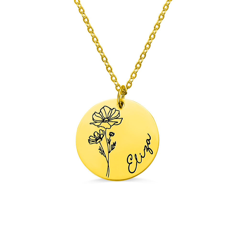 ENGRAVED BIRTH MONTH STERLING SILVER NECKLACE