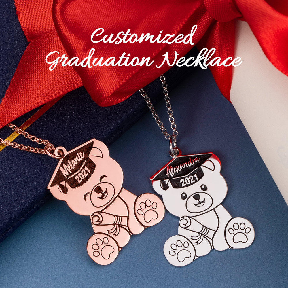 CUSTOM BEAR NECKLACE FOR GRADUATION GIFT