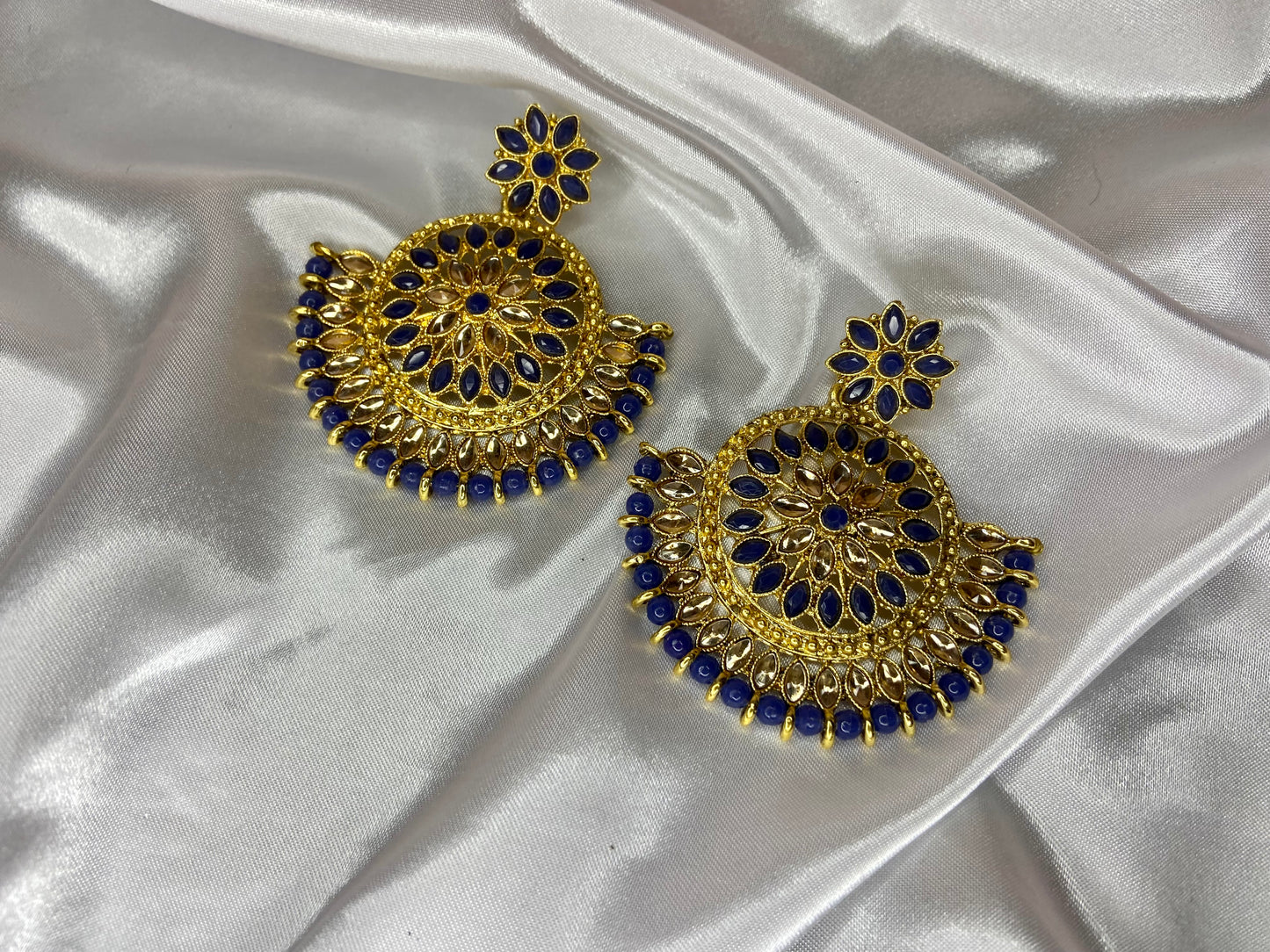 DARK BLUE STONE EARRINGS