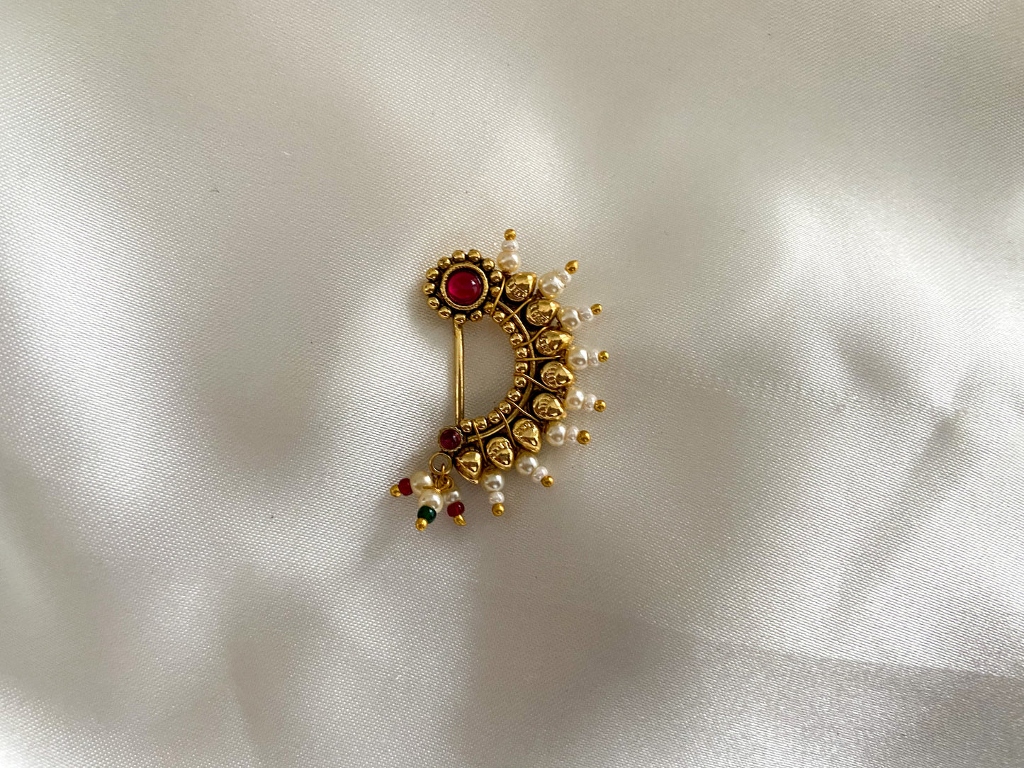 RUBY PEARL NOSE RING