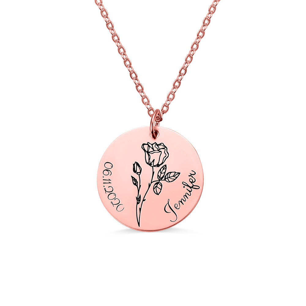 ENGRAVED BIRTH MONTH STERLING SILVER NECKLACE