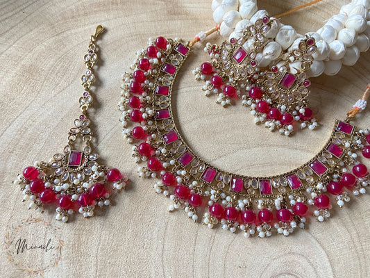 THAMARAI: RUBY NECKLACE SET
