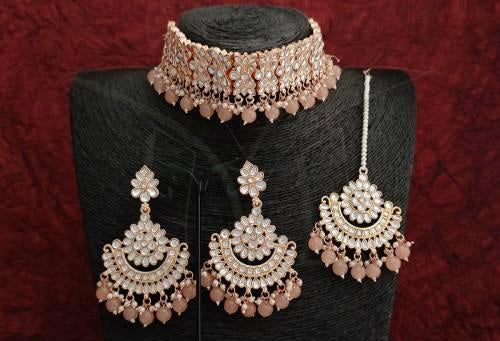 ROSE GOLD PEACH CHOKER SET