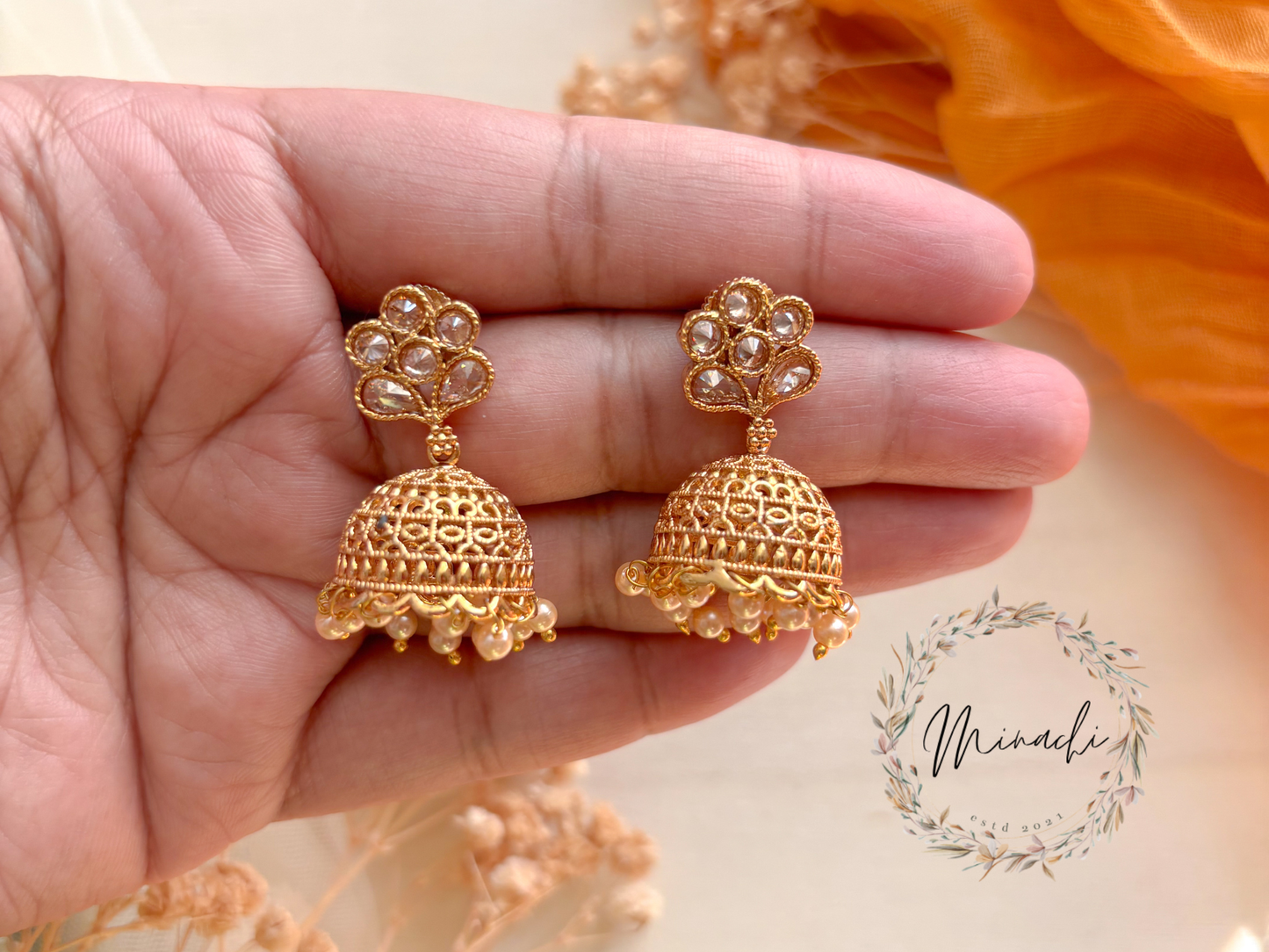 WHITE STONE JHUMKA