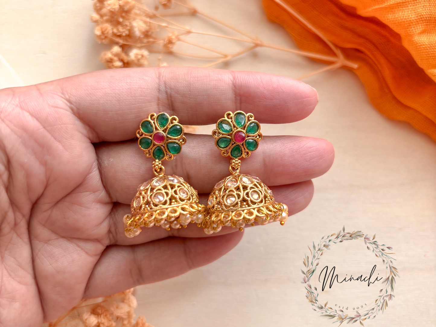 RUBY GREEN JHUMKA