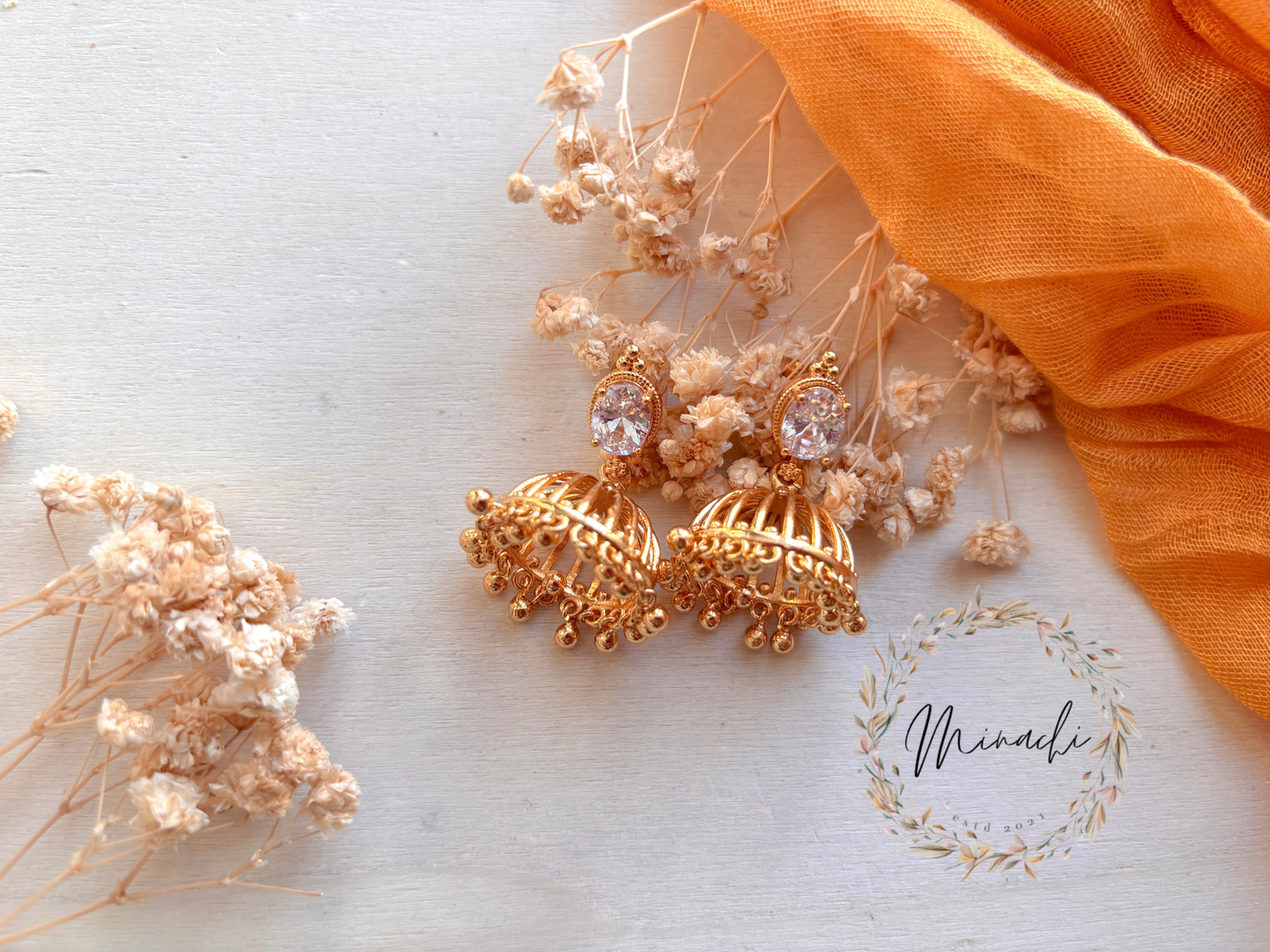 WHITE STONE JHUMKA