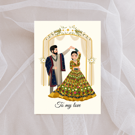 Asian Wedding Congratulations | Lehenga | Kurtha | Congratulations| A6 card | Weddings | Tamil Greeting Cards | Reception Couples