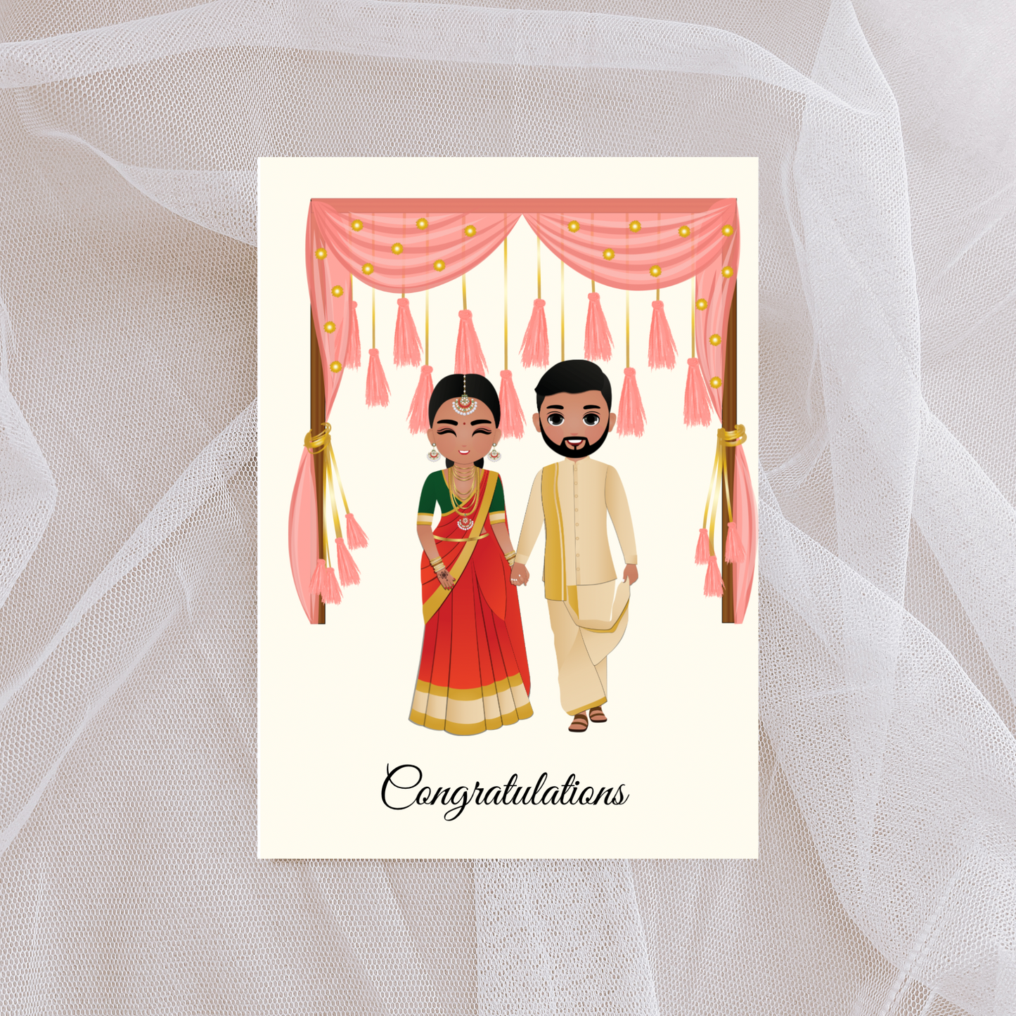 Tamil Wedding Congratulations | Saree | wedding | Congratulations| A6 card | Asian Weddings | Tamil Greeting Cards | Saree Vesti Couples