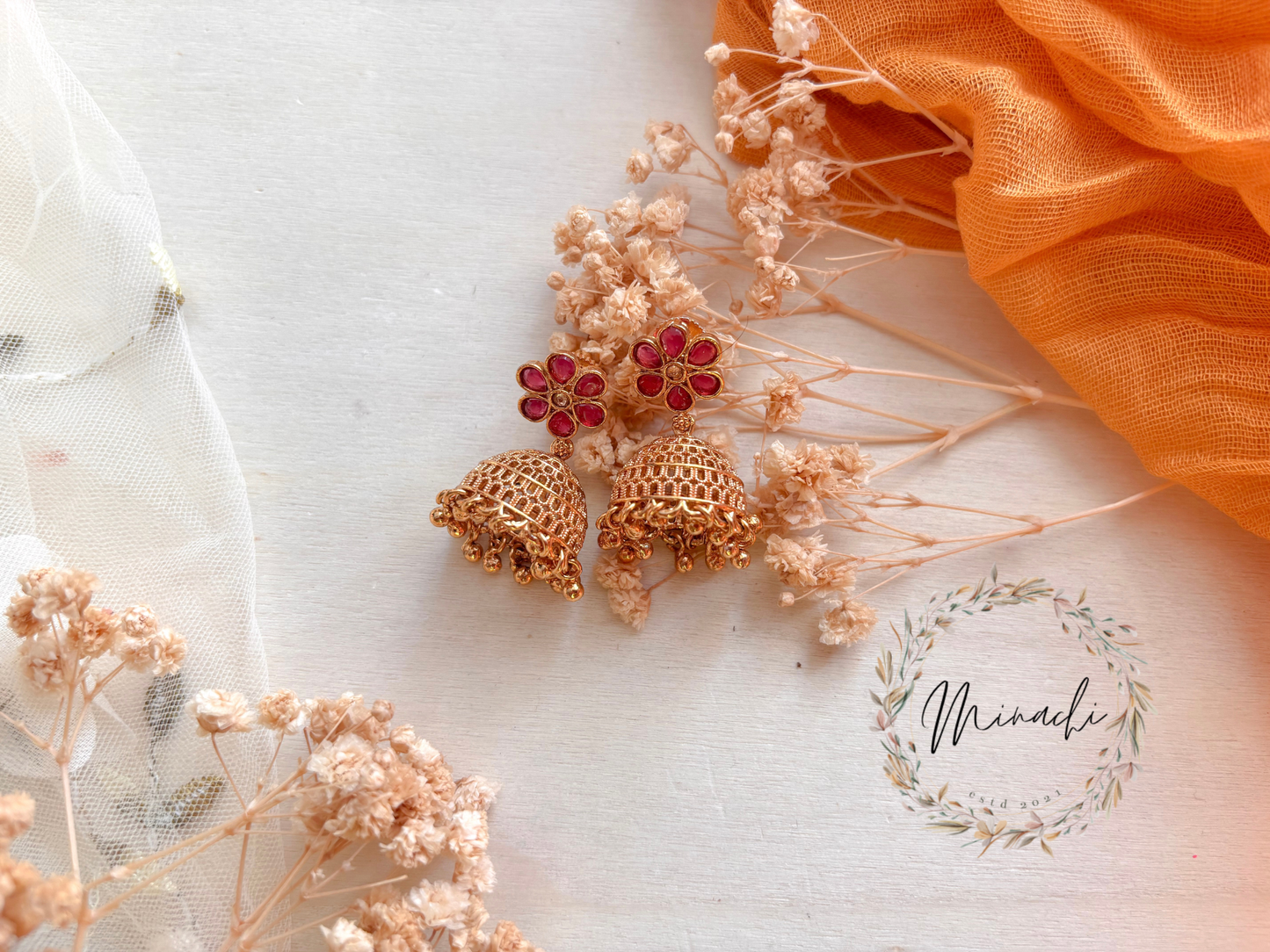 RUBY FLORAL JHUMKA