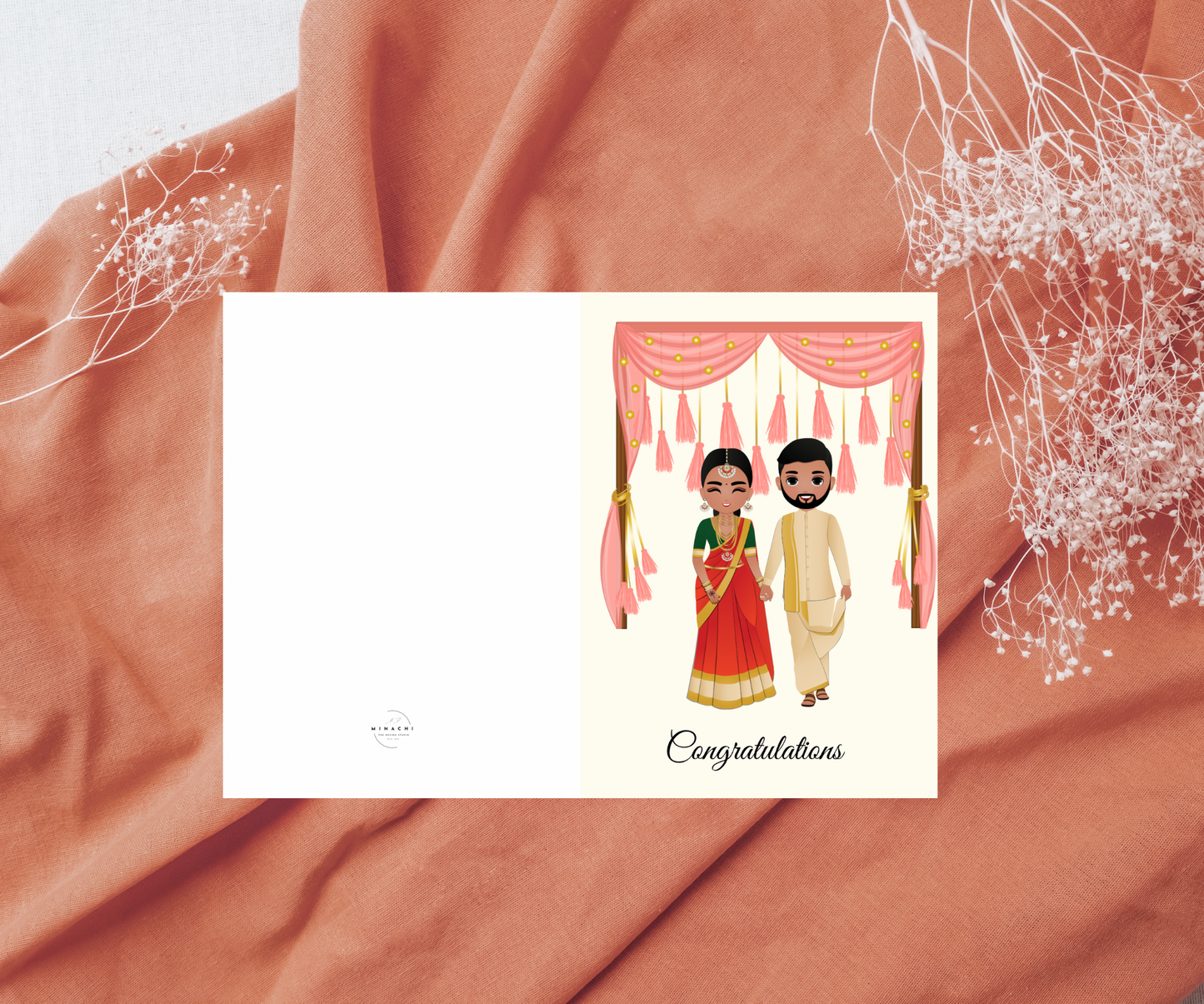 Tamil Wedding Congratulations | Saree | wedding | Congratulations| A6 card | Asian Weddings | Tamil Greeting Cards | Saree Vesti Couples