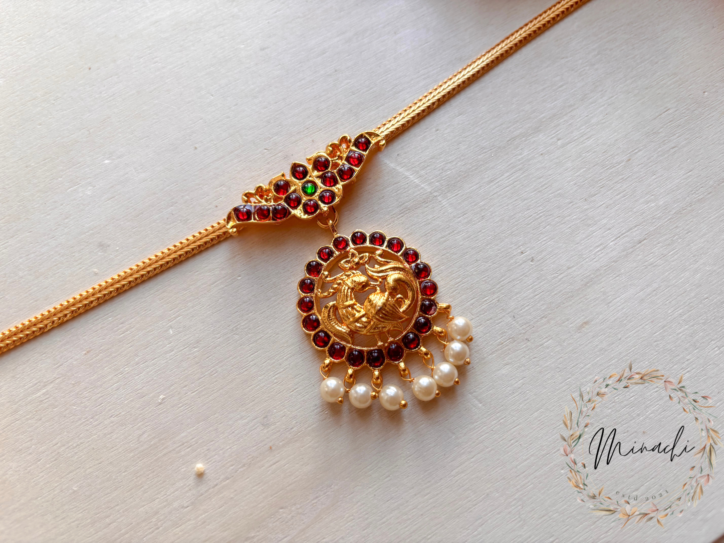 RUBY GREEN PEARL CHOKER SET