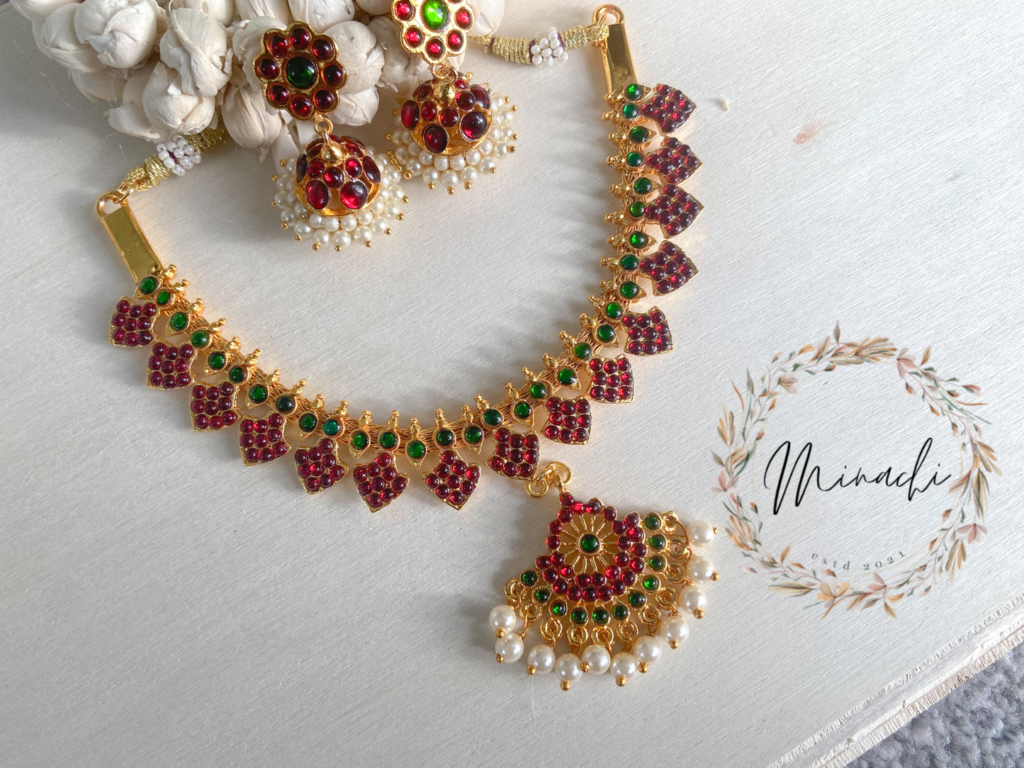 RUBY GREEN JHUMKA SET