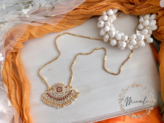 RUBY WHITE PEACOCK LONG NECKLACE