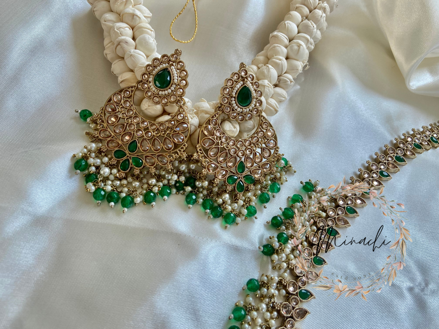 GREEN LONG NECKLACE SET