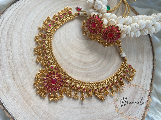 RUBY FLORAL NECKLACE SET